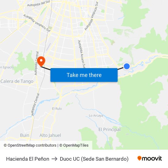 Hacienda El Peñon to Duoc UC (Sede San Bernardo) map