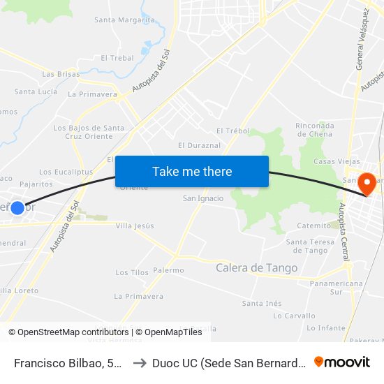 Francisco Bilbao, 551 to Duoc UC (Sede San Bernardo) map