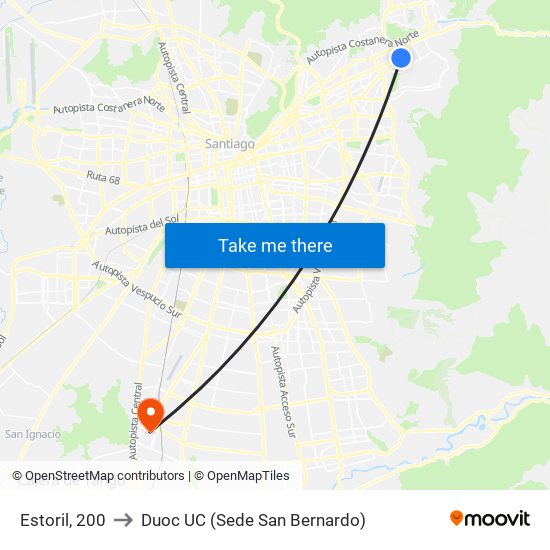 Estoril, 200 to Duoc UC (Sede San Bernardo) map