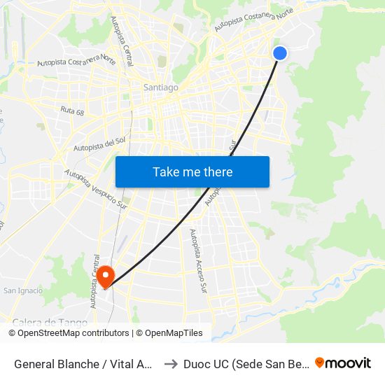 General Blanche / Vital Apoquindo to Duoc UC (Sede San Bernardo) map