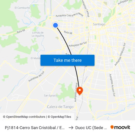 Pj1814-Cerro San Cristóbal / Esq. Av. J. Guzmán Riesco to Duoc UC (Sede San Bernardo) map