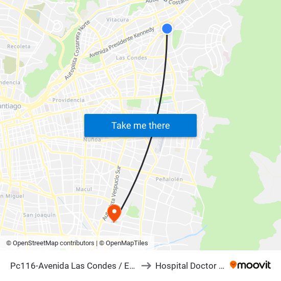 Pc116-Avenida Las Condes / Esq. G. Fuenzalida to Hospital Doctor Luis Tisné map