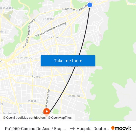 Pc1060-Camino De Asis / Esq. Escrivá De Balaguer to Hospital Doctor Luis Tisné map