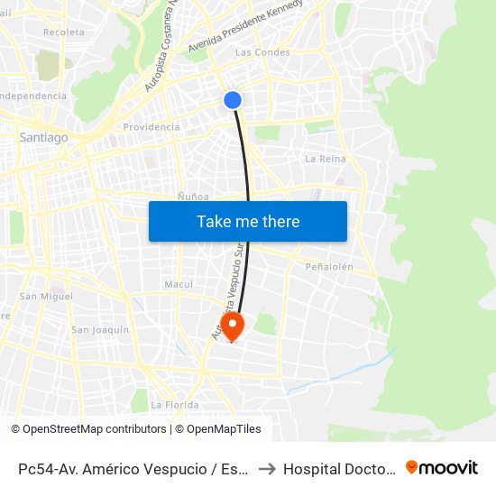 Pc54-Av. Américo Vespucio / Esq. Av. Cristóbal Colón to Hospital Doctor Luis Tisné map