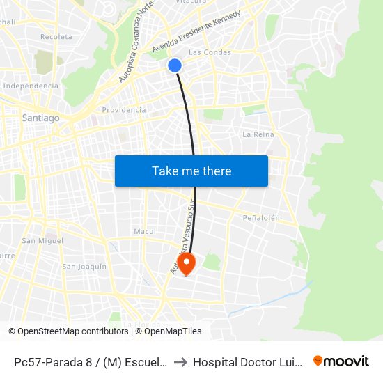 Pc57-Parada 8 / (M) Escuela Militar to Hospital Doctor Luis Tisné map