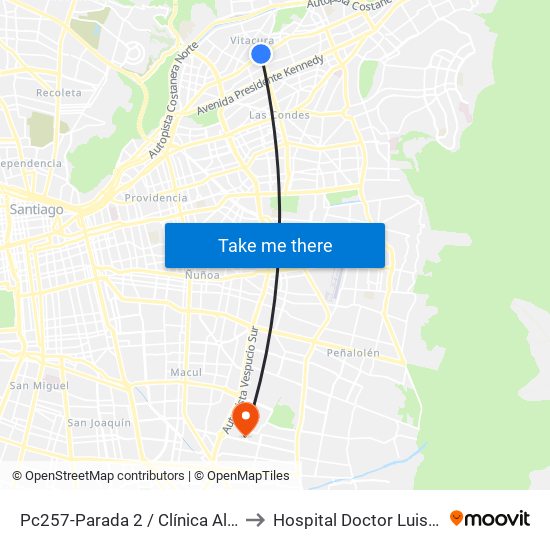 Pc257-Parada 2 / Clínica Alemana to Hospital Doctor Luis Tisné map