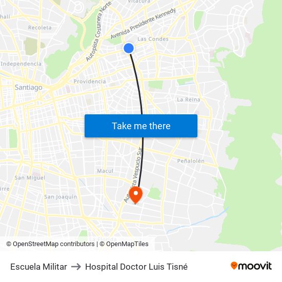 Escuela Militar to Hospital Doctor Luis Tisné map