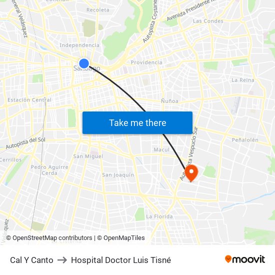 Cal Y Canto to Hospital Doctor Luis Tisné map
