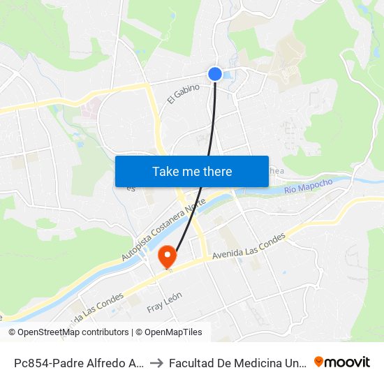 Pc854-Padre Alfredo Arteaga / Esq. El Rodeo to Facultad De Medicina Universidad Del Desarrollo map