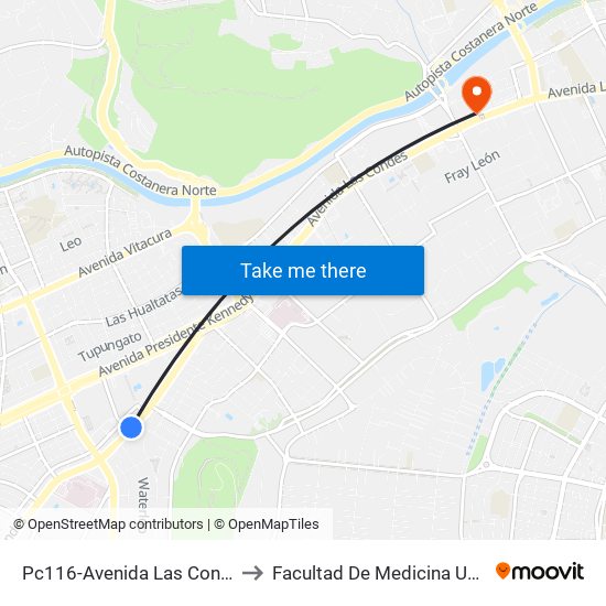 Pc116-Avenida Las Condes / Esq. G. Fuenzalida to Facultad De Medicina Universidad Del Desarrollo map