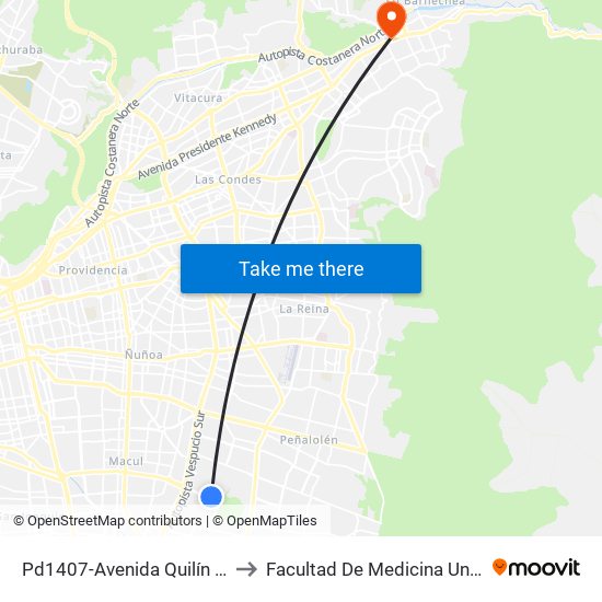 Pd1407-Avenida Quilín / Esq. Hacienda Macul to Facultad De Medicina Universidad Del Desarrollo map