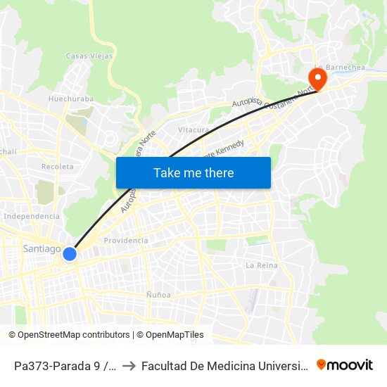Pa373-Parada 9 / Plaza Italia to Facultad De Medicina Universidad Del Desarrollo map