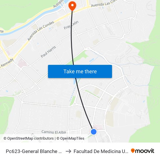 Pc623-General Blanche / Esq. Sn. C. De Apoquindo to Facultad De Medicina Universidad Del Desarrollo map