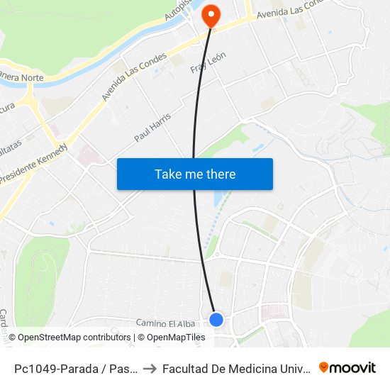 Pc1049-Parada / Paseo Los Dominicos to Facultad De Medicina Universidad Del Desarrollo map