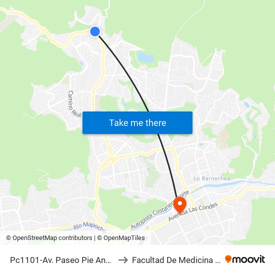 Pc1101-Av. Paseo Pie Andino / Esq. Paseo Del Santuario to Facultad De Medicina Universidad Del Desarrollo map
