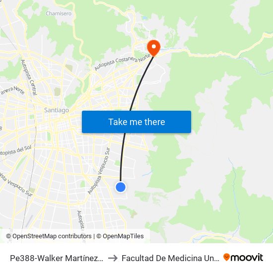 Pe388-Walker Martínez / Esq. Psje. Jardín Alto to Facultad De Medicina Universidad Del Desarrollo map