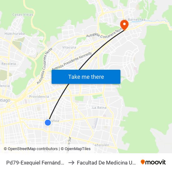 Pd79-Exequiel Fernández / Esq. Dublé Almeyda to Facultad De Medicina Universidad Del Desarrollo map