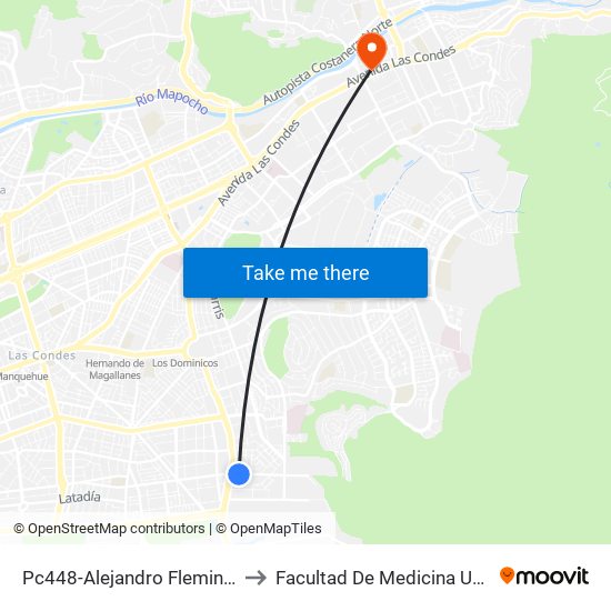 Pc448-Alejandro Fleming / Esq. Las Tres Marías to Facultad De Medicina Universidad Del Desarrollo map