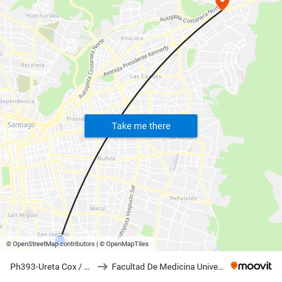 Ph393-Ureta Cox / Esq. Vecinal-Sur to Facultad De Medicina Universidad Del Desarrollo map