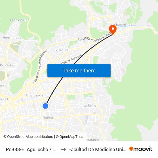 Pc988-El Aguilucho / Esq. Avenida Holanda to Facultad De Medicina Universidad Del Desarrollo map