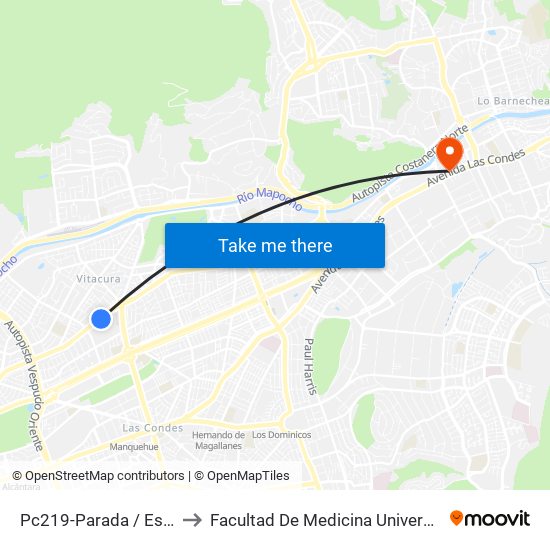 Pc219-Parada / Est. Manquehue to Facultad De Medicina Universidad Del Desarrollo map