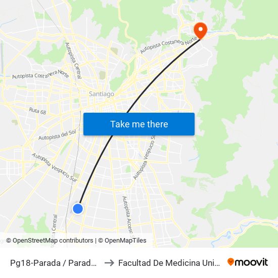 Pg18-Parada / Paradero 35 Gran Avenida to Facultad De Medicina Universidad Del Desarrollo map