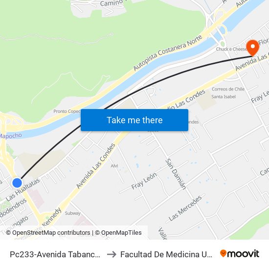 Pc233-Avenida Tabancura / Esq. Las Hualtatas to Facultad De Medicina Universidad Del Desarrollo map