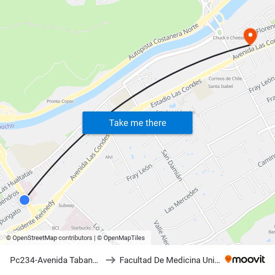 Pc234-Avenida Tabancura / Esq. Tupungato to Facultad De Medicina Universidad Del Desarrollo map