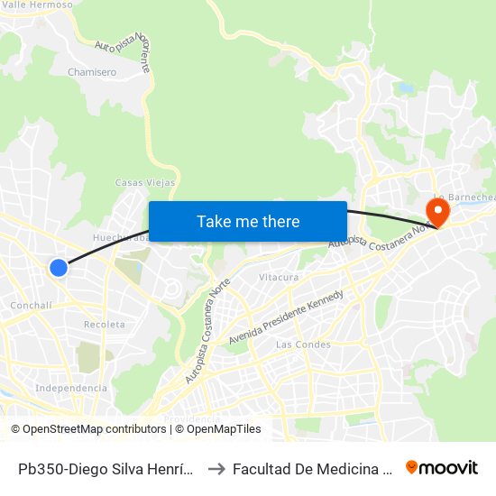 Pb350-Diego Silva Henríquez / Esq. General Gambino to Facultad De Medicina Universidad Del Desarrollo map