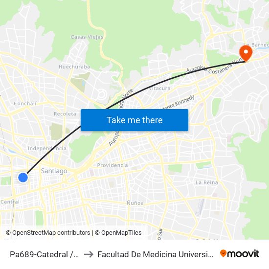 Pa689-Catedral / Esq. Cueto to Facultad De Medicina Universidad Del Desarrollo map