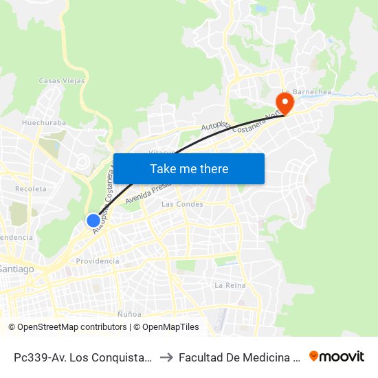 Pc339-Av. Los Conquistadores / Esq. Avenida El Cerro to Facultad De Medicina Universidad Del Desarrollo map