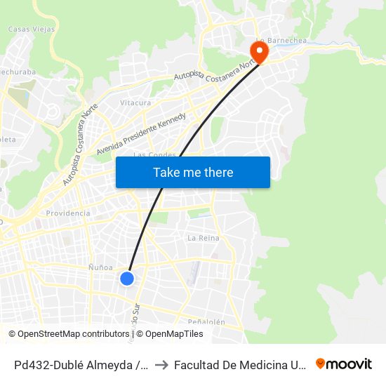 Pd432-Dublé Almeyda / Esq. Ramón Cruz Montt to Facultad De Medicina Universidad Del Desarrollo map