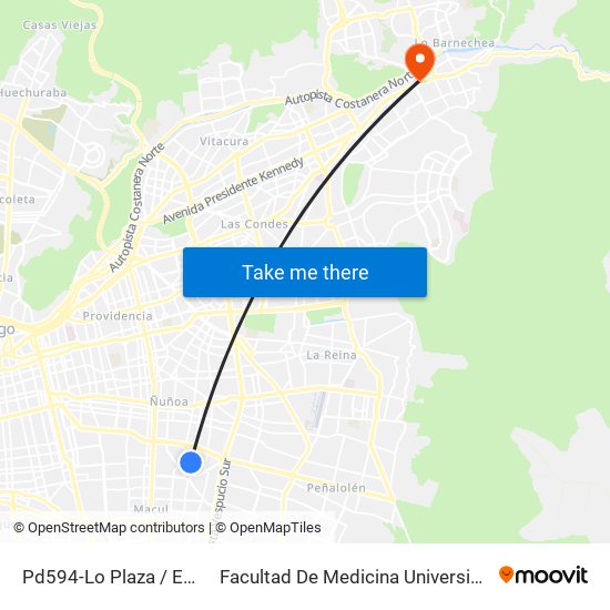 Pd594-Lo Plaza / Esq. Punitaqui to Facultad De Medicina Universidad Del Desarrollo map