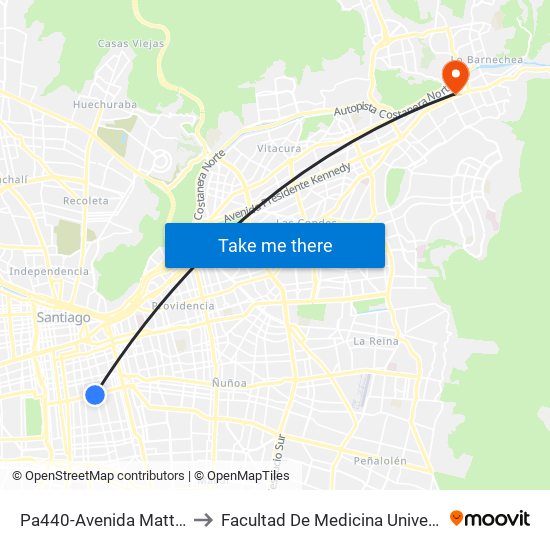Pa440-Avenida Matta / Esq. Carmen to Facultad De Medicina Universidad Del Desarrollo map