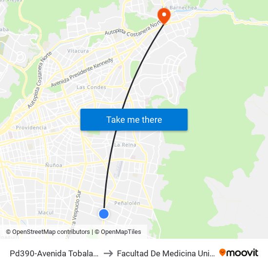 Pd390-Avenida Tobalaba / Esq. Camilo Mori to Facultad De Medicina Universidad Del Desarrollo map