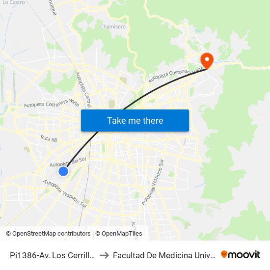 Pi1386-Av. Los Cerrillos / Esq. Rapa Nui to Facultad De Medicina Universidad Del Desarrollo map
