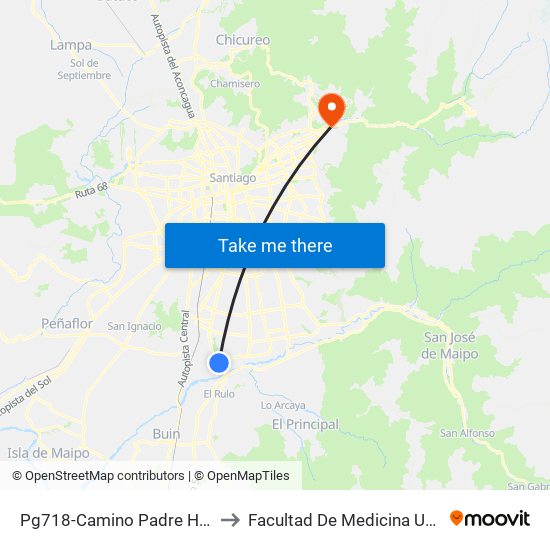 Pg718-Camino Padre Hurtado / Esq. San Adolfo to Facultad De Medicina Universidad Del Desarrollo map