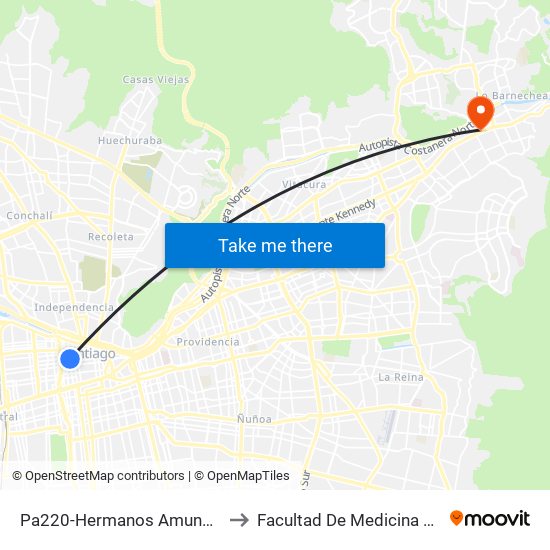 Pa220-Hermanos Amunátegui / Esq. Santo Domingo to Facultad De Medicina Universidad Del Desarrollo map