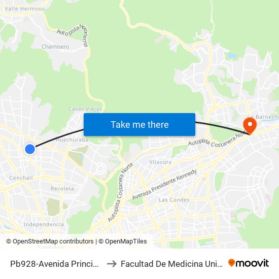 Pb928-Avenida Principal / Esq. Juan Muñoz to Facultad De Medicina Universidad Del Desarrollo map