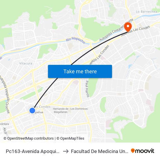 Pc163-Avenida Apoquindo / Esq. La Capitanía to Facultad De Medicina Universidad Del Desarrollo map