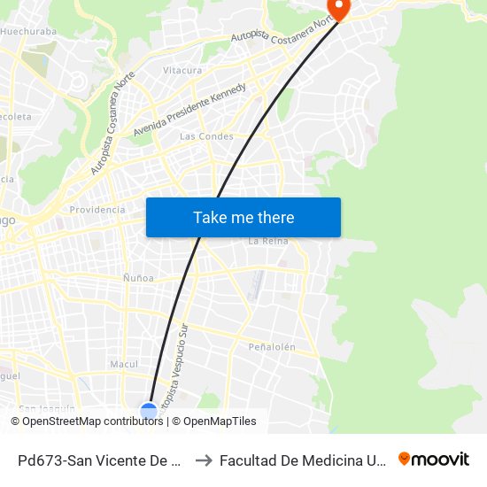 Pd673-San Vicente De Paul / Esq. Cuadro Verde to Facultad De Medicina Universidad Del Desarrollo map