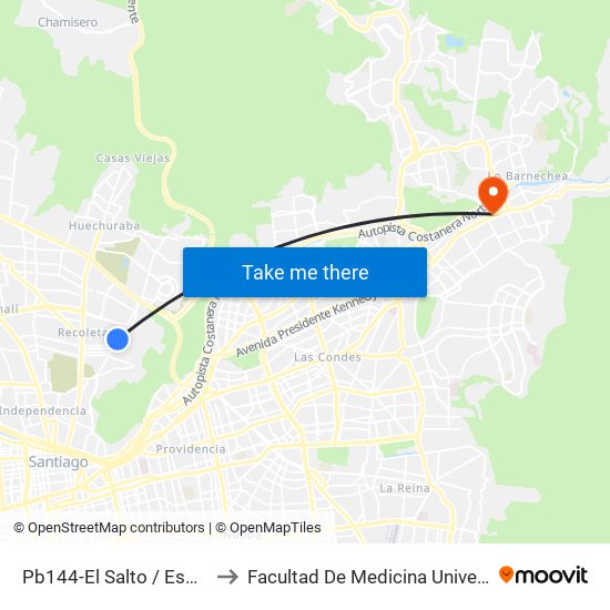 Pb144-El Salto / Esq. Víctor Cuccuini to Facultad De Medicina Universidad Del Desarrollo map