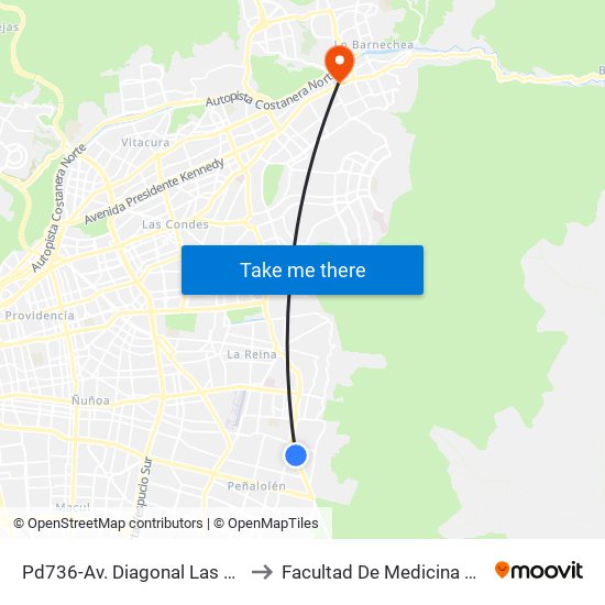 Pd736-Av. Diagonal Las Torres / Esq. Las Vertientes to Facultad De Medicina Universidad Del Desarrollo map