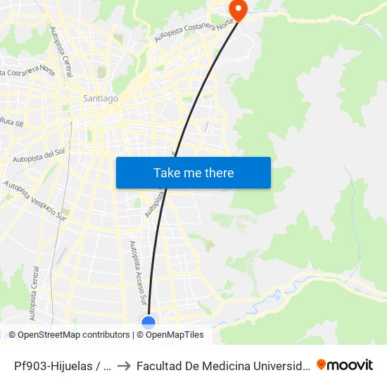 Pf903-Hijuelas / Esq. Hidra to Facultad De Medicina Universidad Del Desarrollo map
