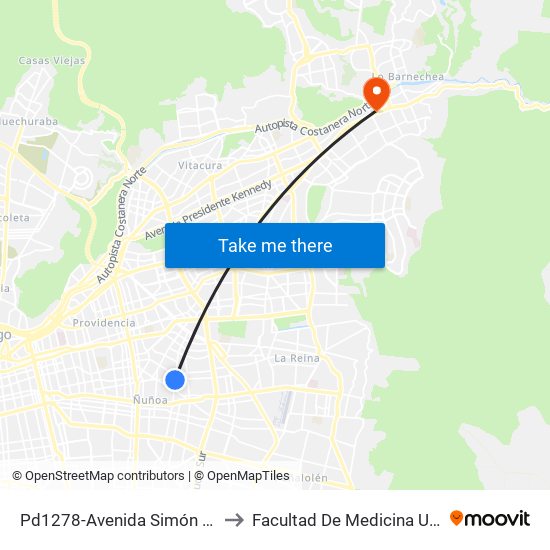 Pd1278-Avenida Simón Bolívar / Esq. Montenegro to Facultad De Medicina Universidad Del Desarrollo map