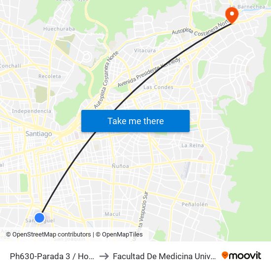 Ph630-Parada 3 / Hospital Barros Luco to Facultad De Medicina Universidad Del Desarrollo map
