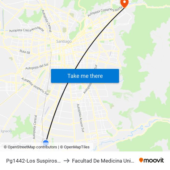 Pg1442-Los Suspiros / Esq. Los Viñedos to Facultad De Medicina Universidad Del Desarrollo map