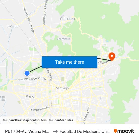 Pb1704-Av. Vicuña Mackenna / Esq. Brasil to Facultad De Medicina Universidad Del Desarrollo map