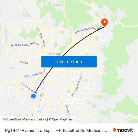 Pg1461-Avenida Lo Espejo / Esq. Altura Del 2700 to Facultad De Medicina Universidad Del Desarrollo map