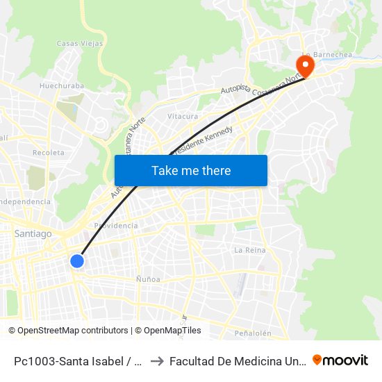 Pc1003-Santa Isabel / Esq. Avenida Seminario to Facultad De Medicina Universidad Del Desarrollo map